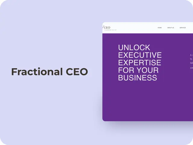 Fractional CEO website hero reading “Unlock executive expertise for your business” on a lavender background