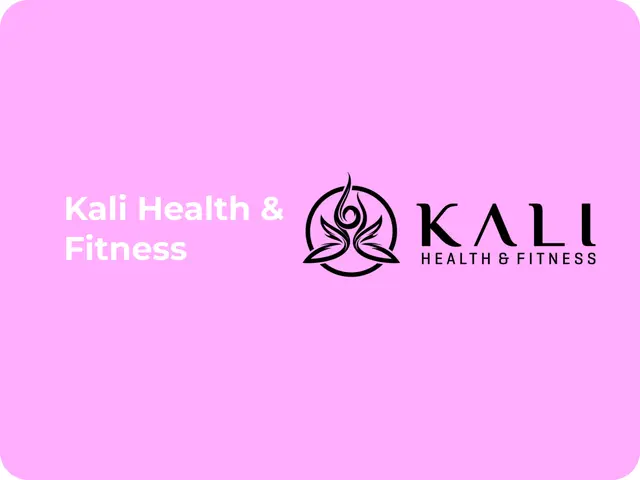 Kali Health & Fitness logo on a pink background