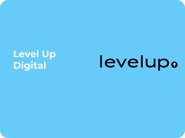 Level Up Digital logo on a light blue background