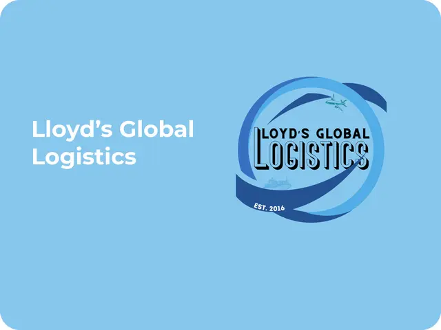 Lloyd's Global Logistics circular logo on a sky blue background