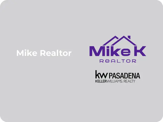 Mike K Realtor logo with Keller Williams Pasadena branding on a grey background