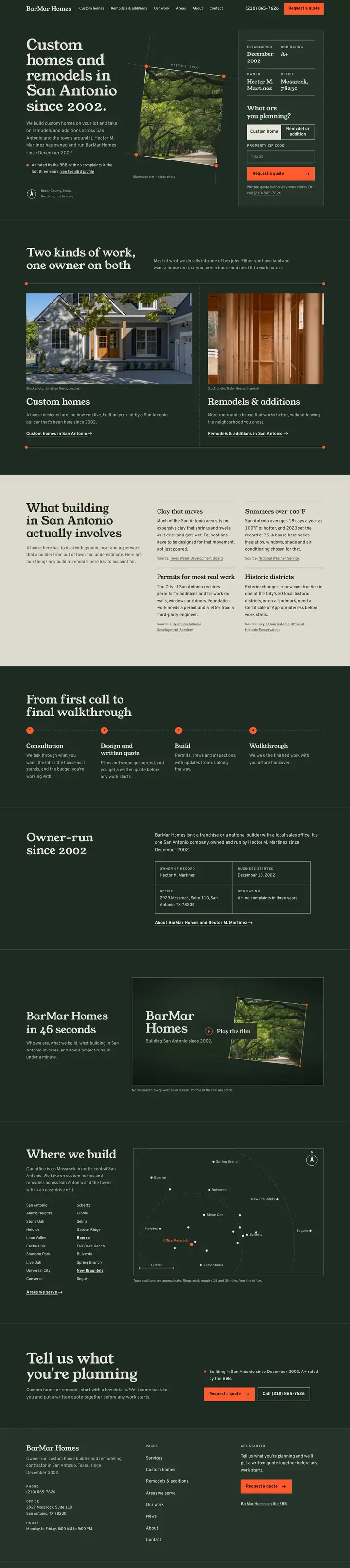 Full homepage of the BarMar Homes website