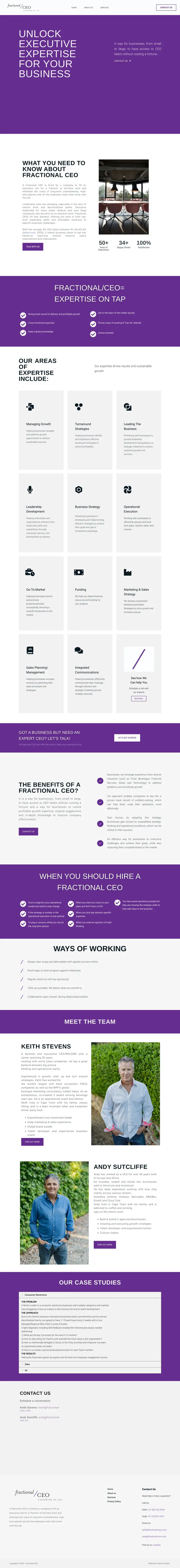 Full homepage of the Fractional CEO website
